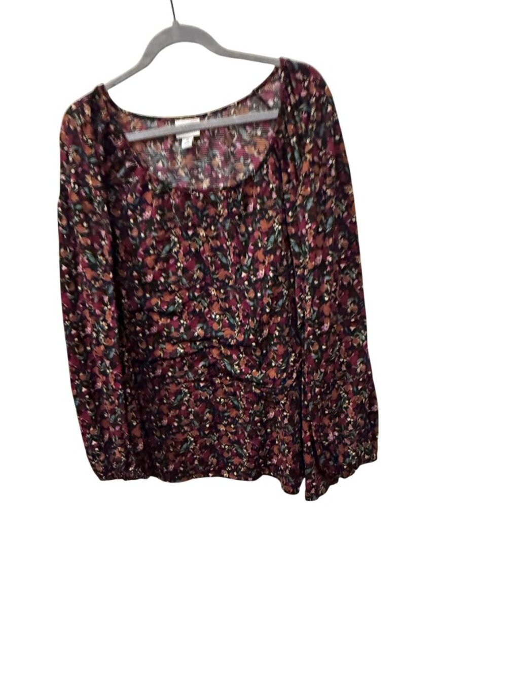 Ava & Viv Womens Floral Print Long Sleeve Blouse 4X Multicolor Lightweight Casua